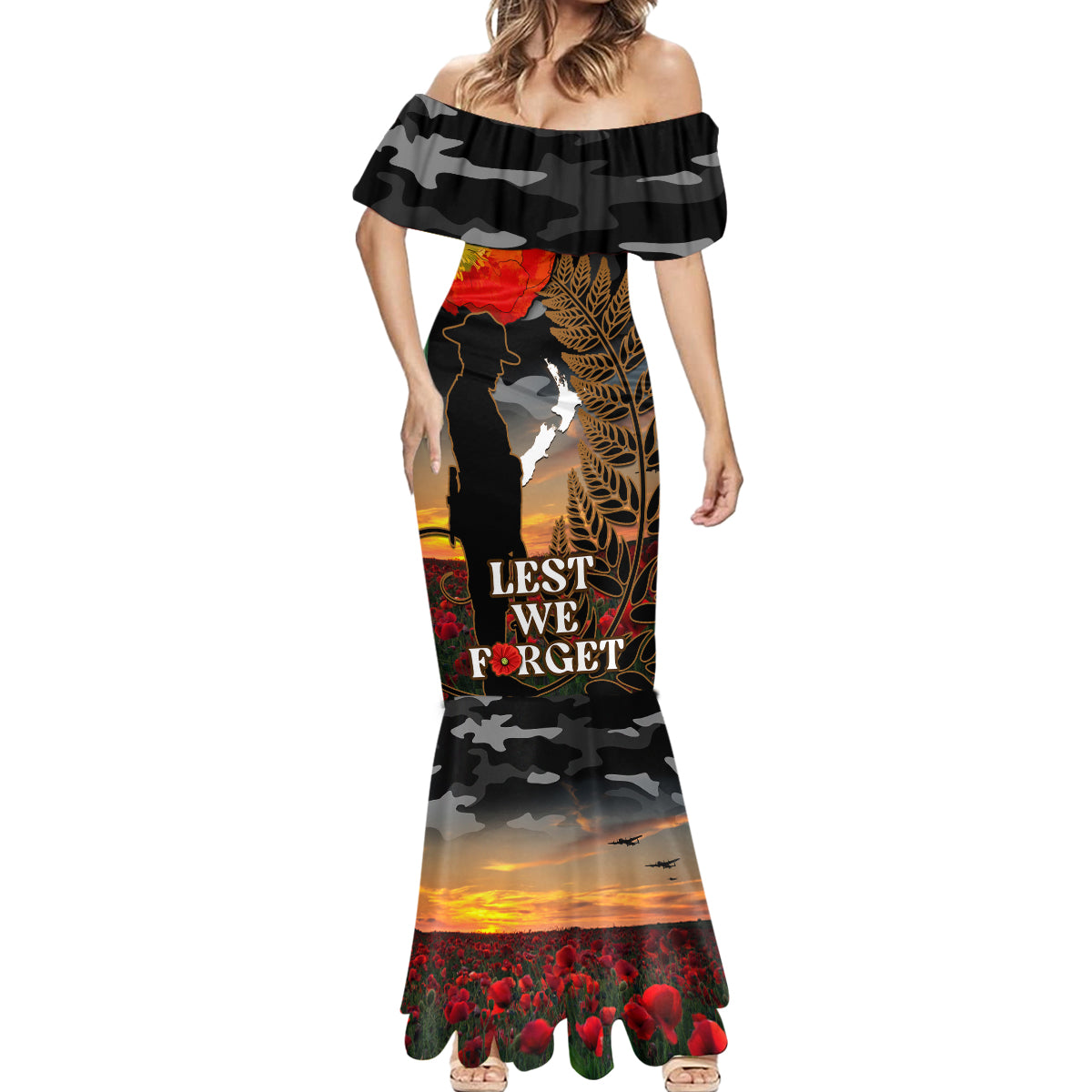 new-zealand-anzac-day-mermaid-dress-lest-we-forget-silver-fern-with-camouflage