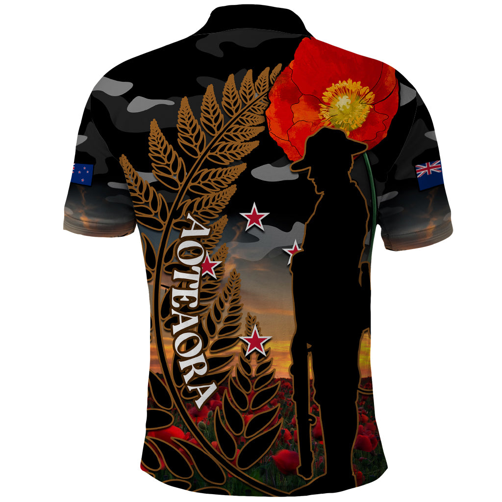 New Zealand ANZAC Day Polo Shirt Lest We Forget Silver Fern With Camouflage - Vibe Hoodie Shop