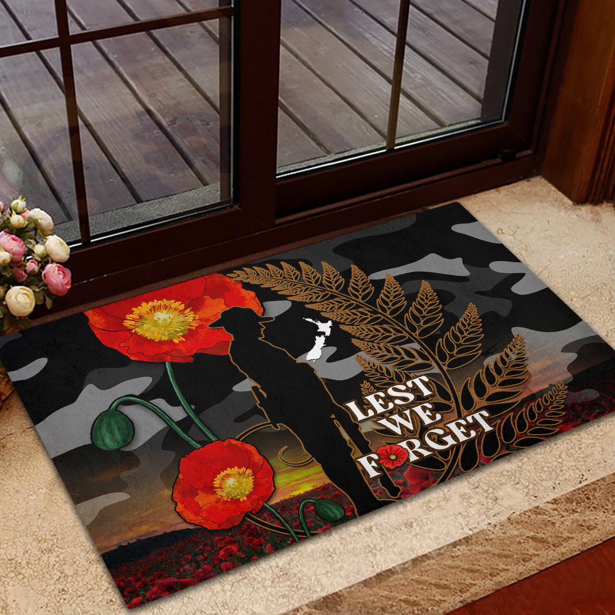 new-zealand-anzac-day-rubber-doormat-lest-we-forget-silver-fern-with-camouflage