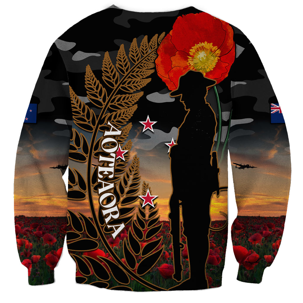 New Zealand ANZAC Day Sweatshirt Lest We Forget Silver Fern With Camouflage - Vibe Hoodie Shop