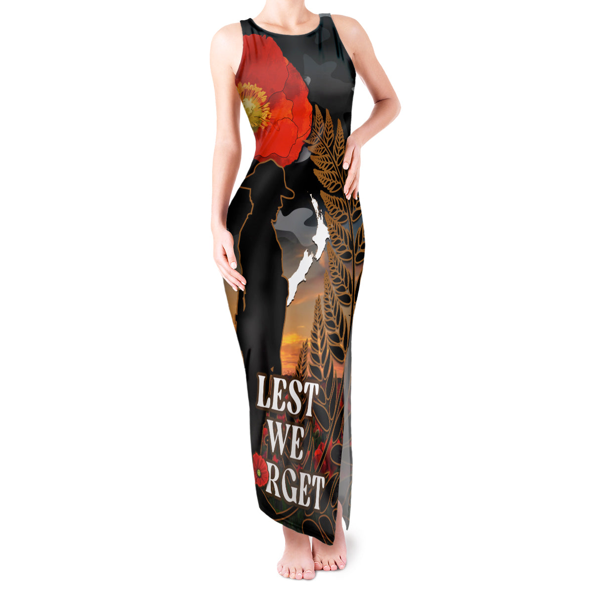 new-zealand-anzac-day-tank-maxi-dress-lest-we-forget-silver-fern-with-camouflage