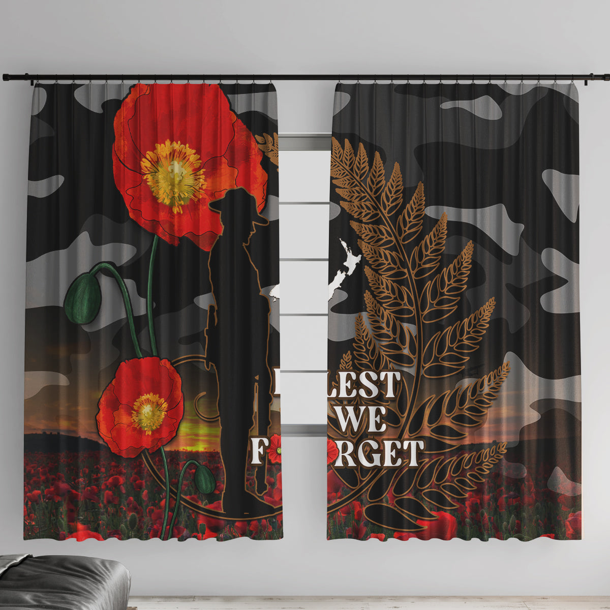 new-zealand-anzac-day-window-curtain-lest-we-forget-silver-fern-with-camouflage