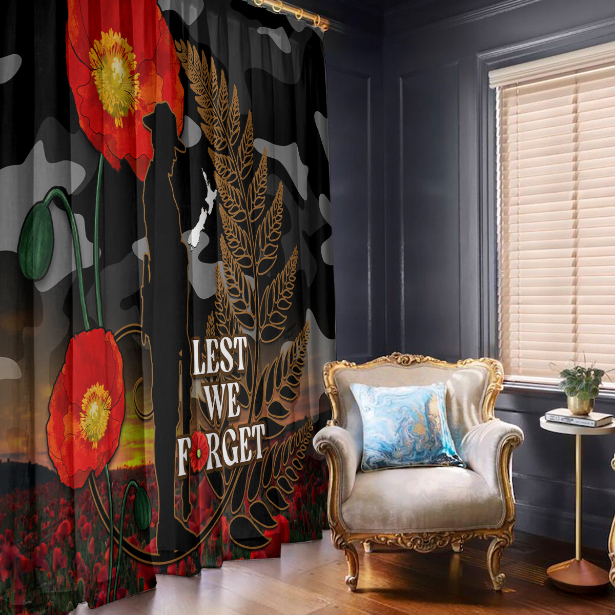 new-zealand-anzac-day-window-curtain-lest-we-forget-silver-fern-with-camouflage