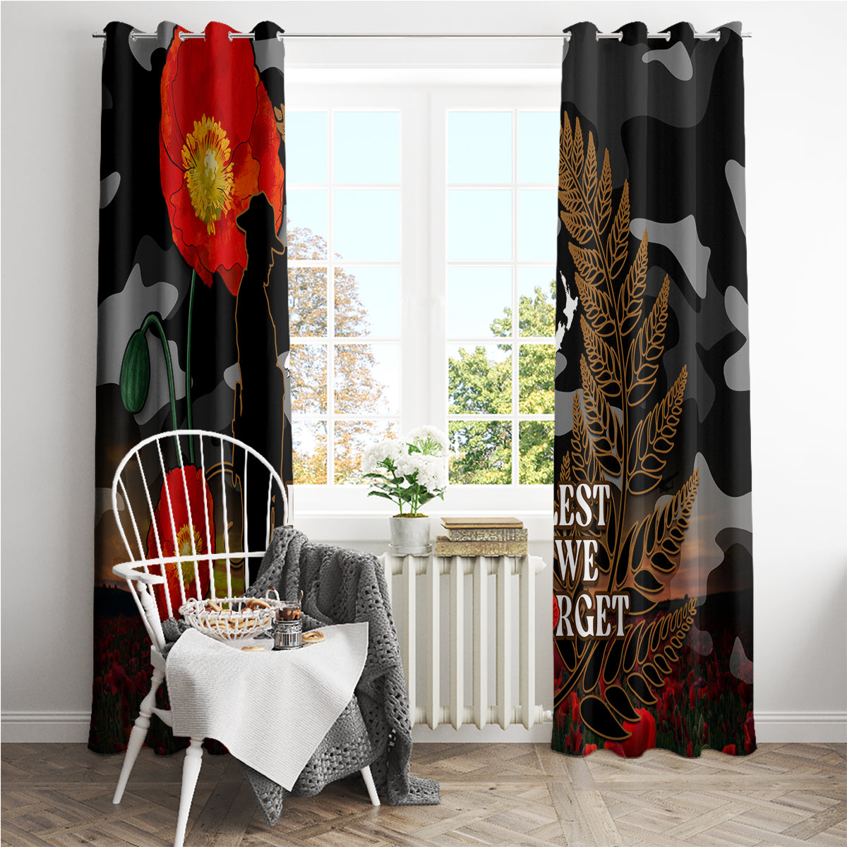 new-zealand-anzac-day-window-curtain-lest-we-forget-silver-fern-with-camouflage