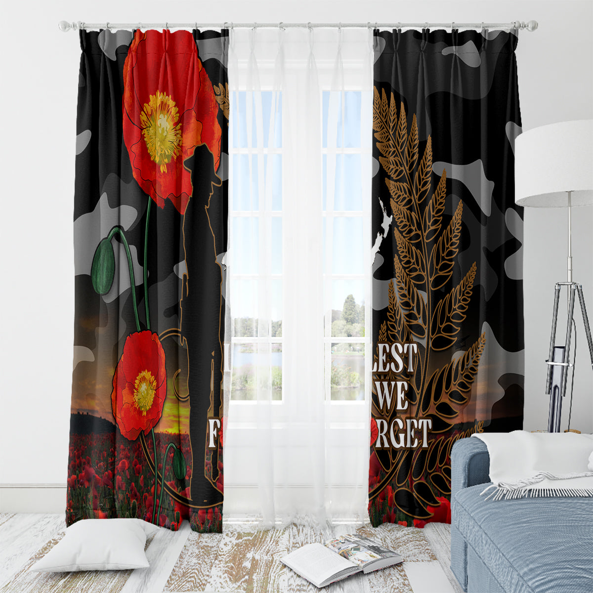 new-zealand-anzac-day-window-curtain-lest-we-forget-silver-fern-with-camouflage