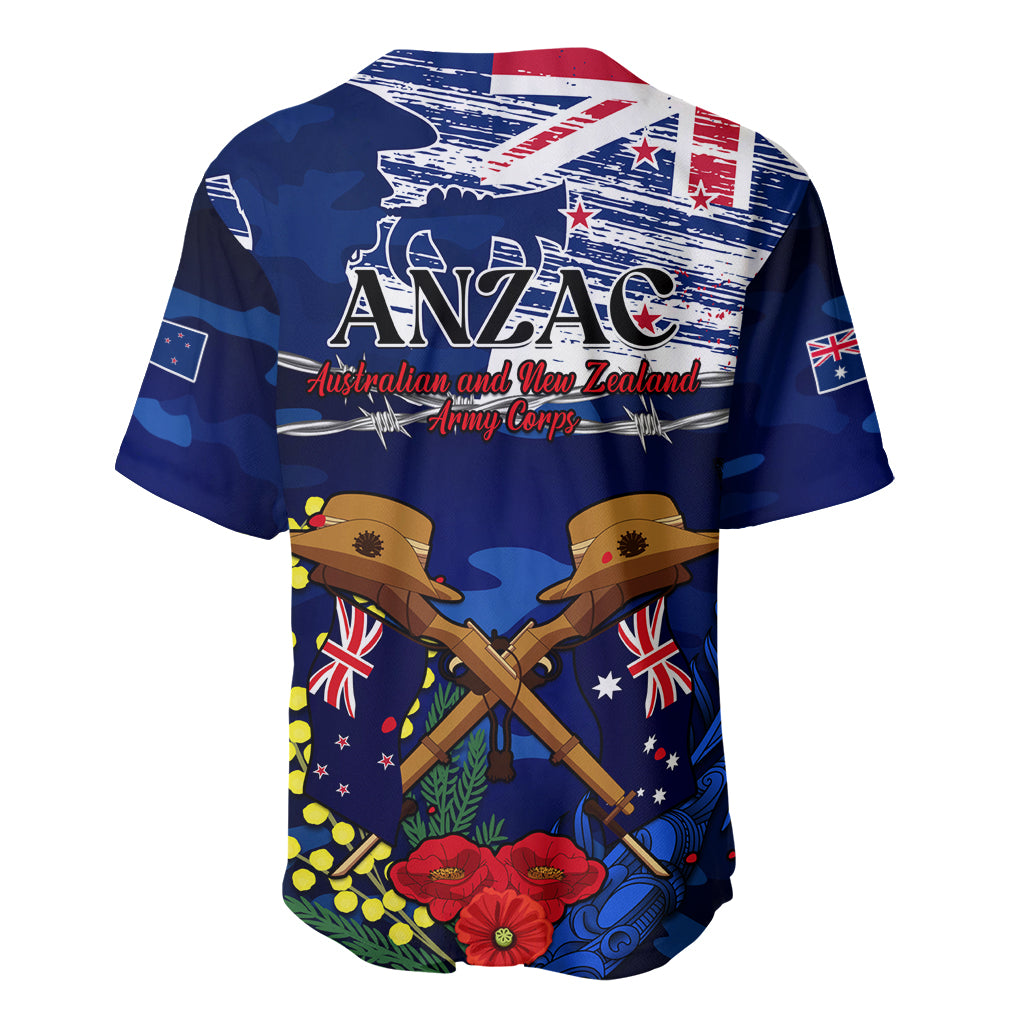 Australia And New Zealand ANZAC Day Baseball Jersey Lest We Forget Silver Fern With Golden Wattle - Vibe Hoodie Shop