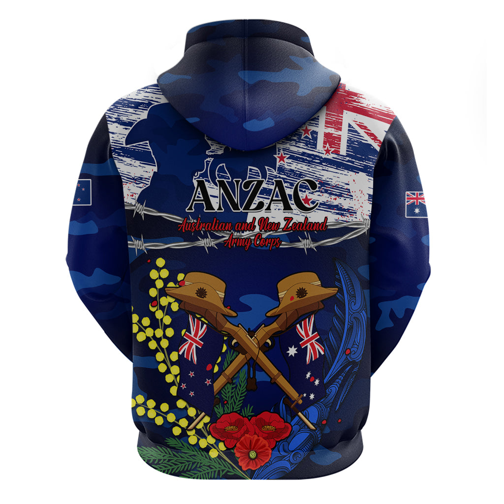 Australia And New Zealand ANZAC Day Hoodie Lest We Forget Silver Fern With Golden Wattle - Vibe Hoodie Shop