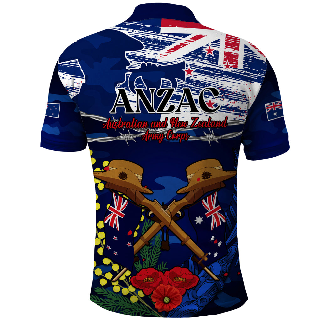 Australia And New Zealand ANZAC Day Polo Shirt Lest We Forget Silver Fern With Golden Wattle - Vibe Hoodie Shop