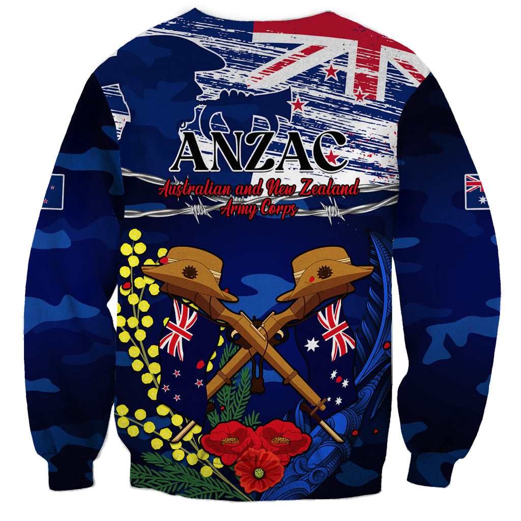 Australia And New Zealand ANZAC Day Sweatshirt Lest We Forget Silver Fern With Golden Wattle - Vibe Hoodie Shop