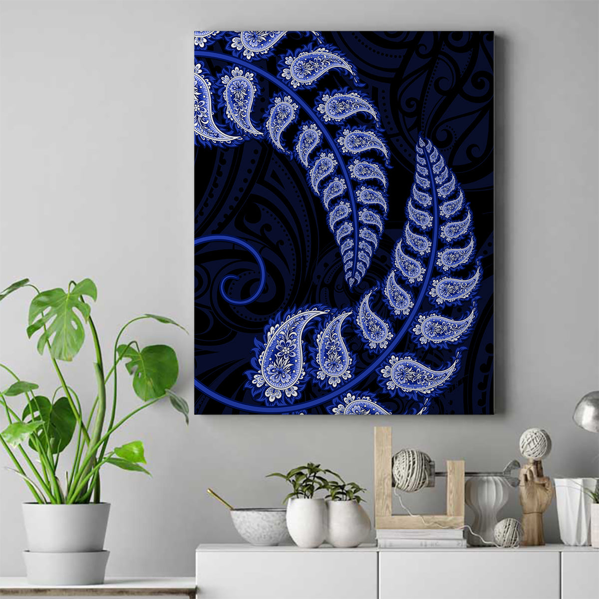 blue-new-zealand-paisley-silver-fern-canvas-wall-art-aotearoa-maori