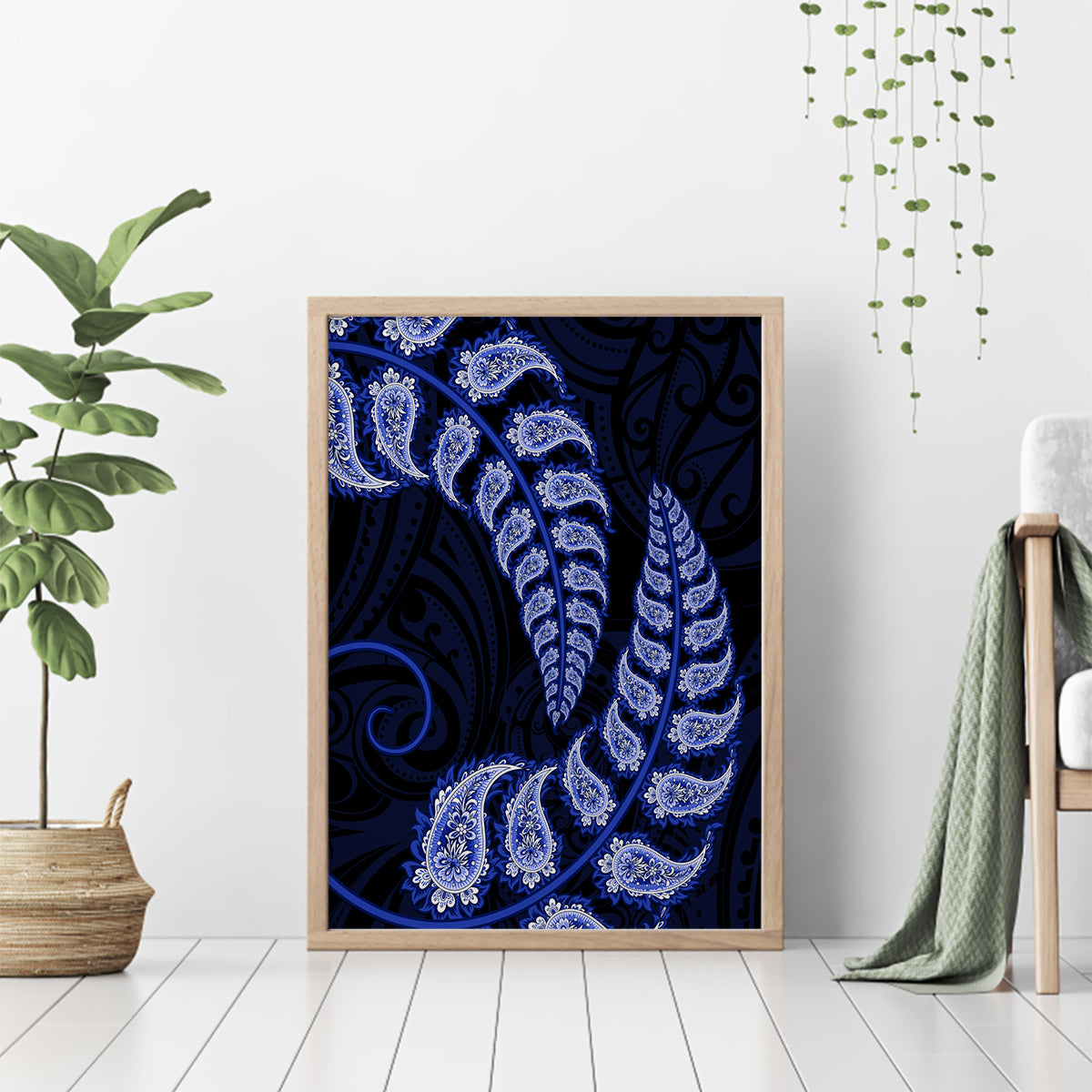 blue-new-zealand-paisley-silver-fern-canvas-wall-art-aotearoa-maori