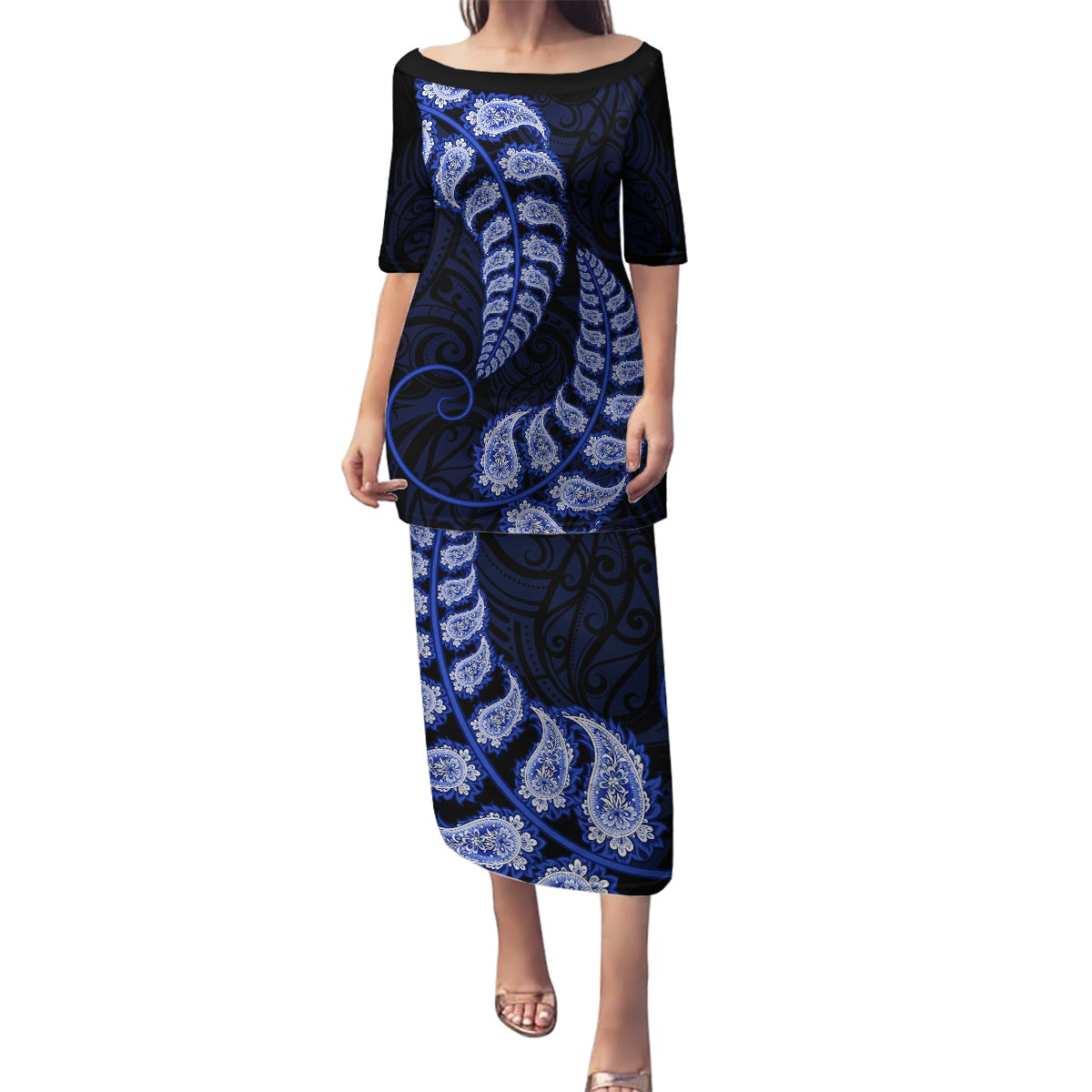 blue-new-zealand-paisley-silver-fern-family-matching-puletasi-dress-and-hawaiian-shirt-aotearoa-maori