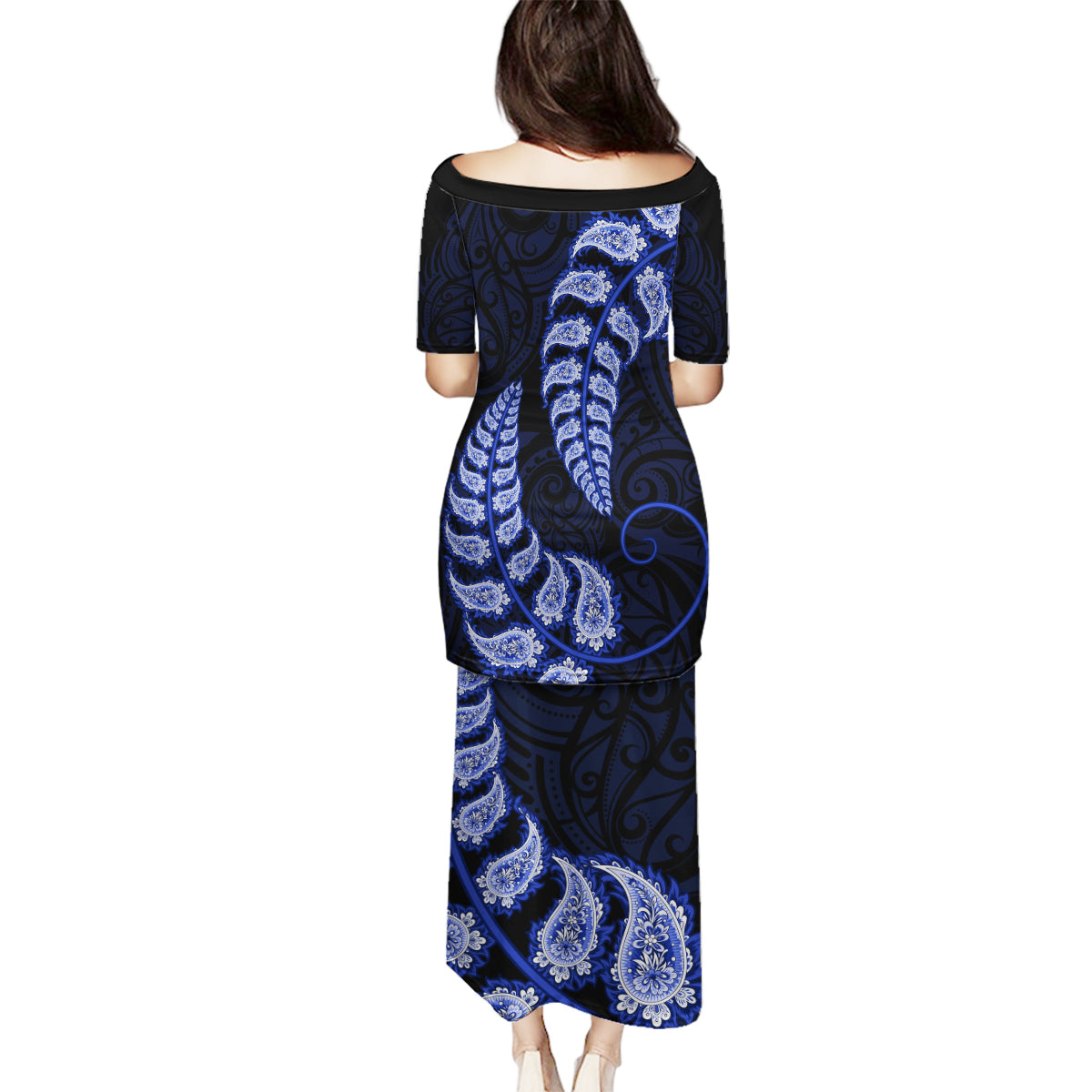 blue-new-zealand-paisley-silver-fern-family-matching-puletasi-dress-and-hawaiian-shirt-aotearoa-maori