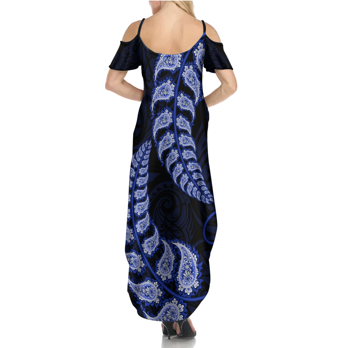 blue-new-zealand-paisley-silver-fern-family-matching-summer-maxi-dress-and-hawaiian-shirt-aotearoa-maori