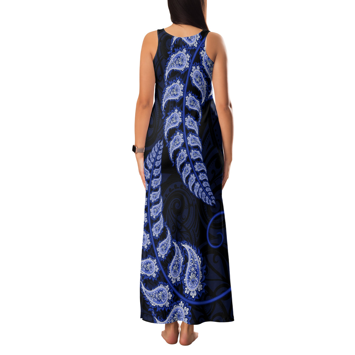 blue-new-zealand-paisley-silver-fern-family-matching-tank-maxi-dress-and-hawaiian-shirt-aotearoa-maori