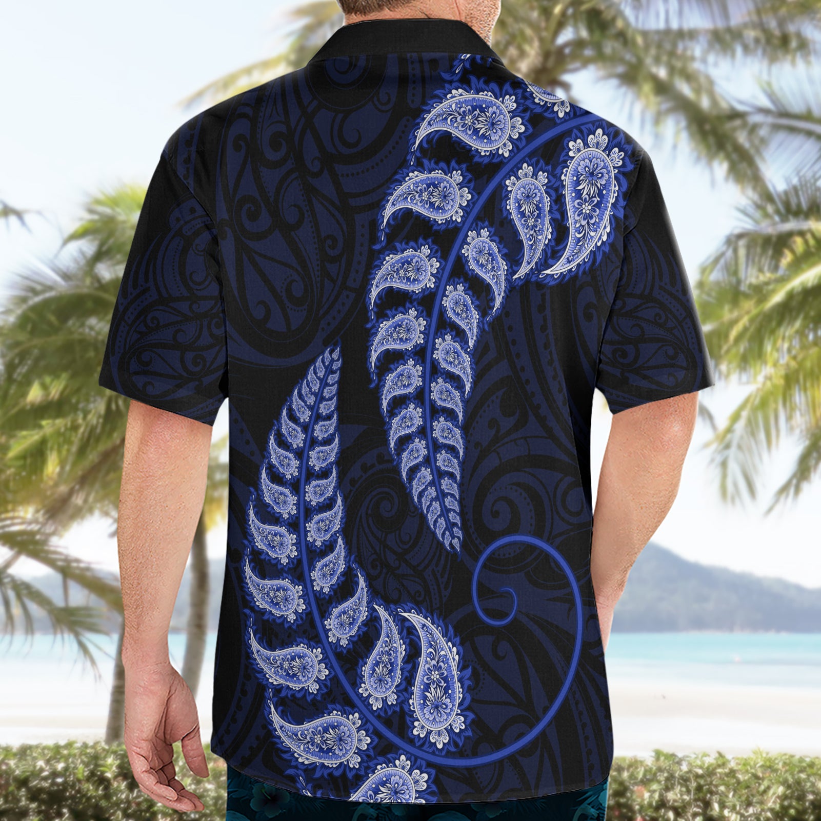 Blue New Zealand Paisley Silver Fern Hawaiian Shirt Aotearoa Maori - Vibe Hoodie Shop