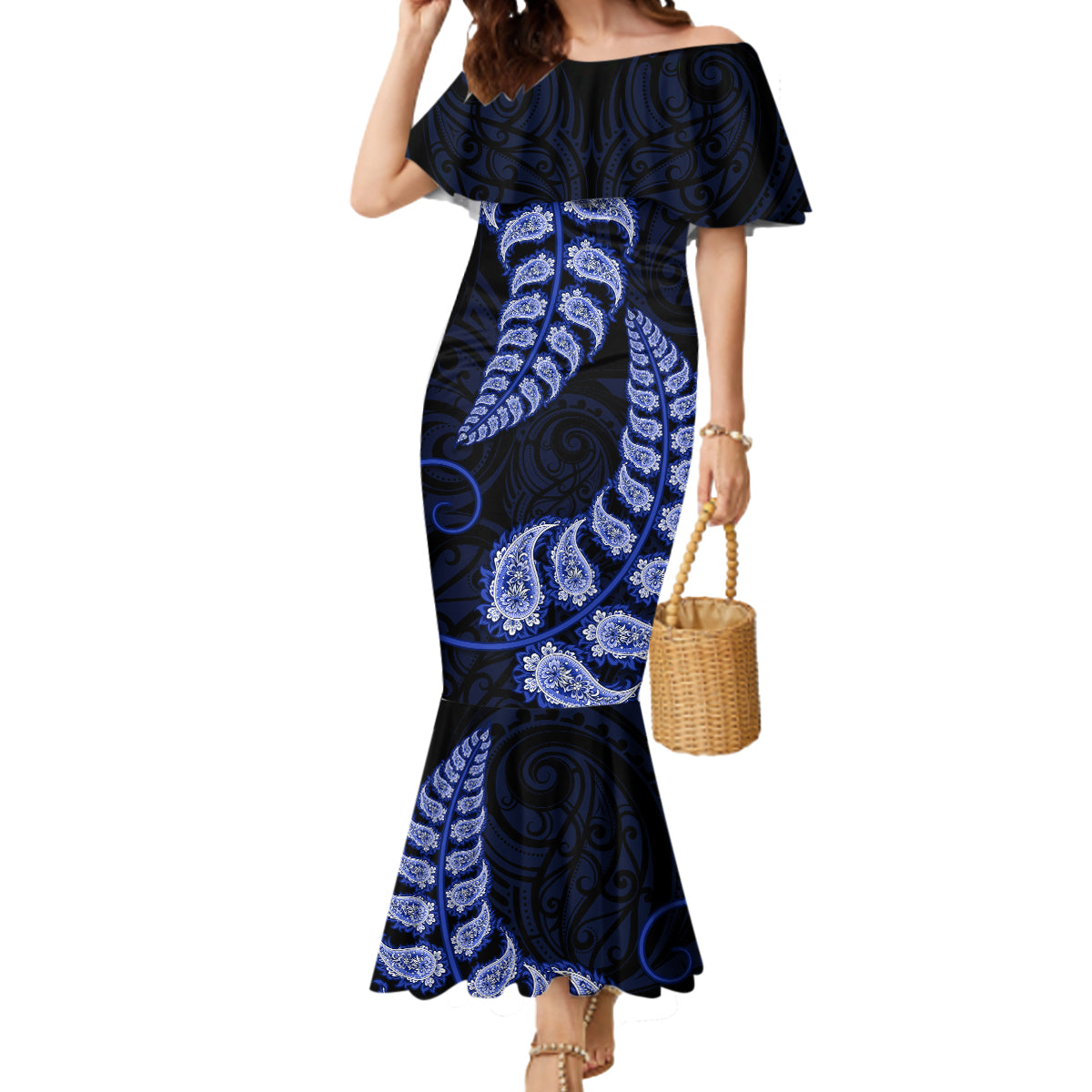 blue-new-zealand-paisley-silver-fern-mermaid-dress-aotearoa-maori