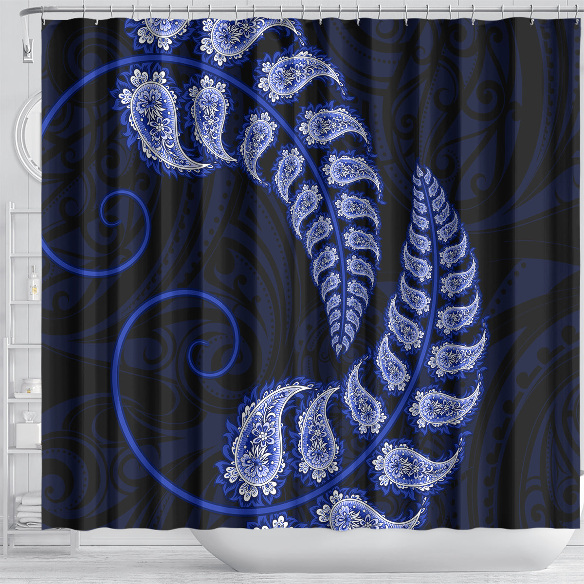 blue-new-zealand-paisley-silver-fern-shower-curtain-aotearoa-maori