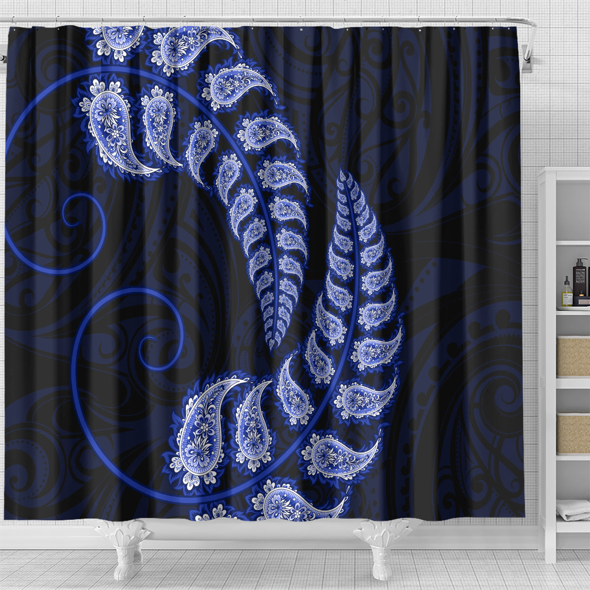 blue-new-zealand-paisley-silver-fern-shower-curtain-aotearoa-maori