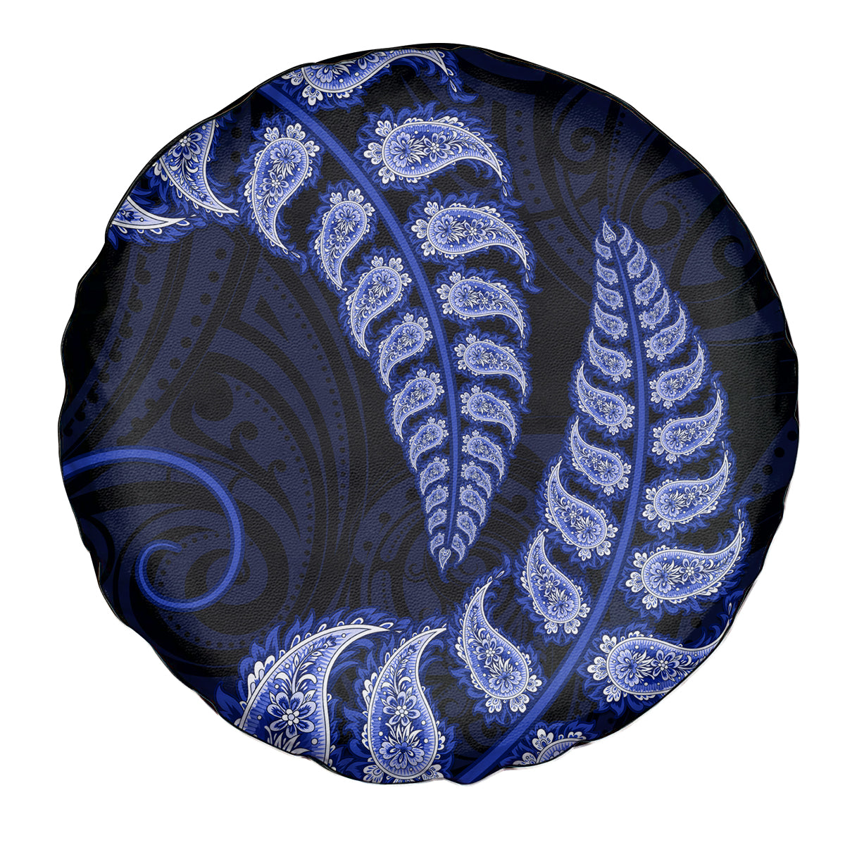 Blue New Zealand Paisley Silver Fern Spare Tire Cover Aotearoa Maori - Vibe Hoodie Shop