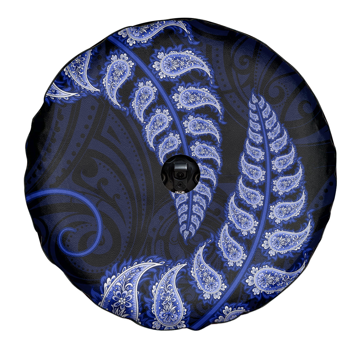 Blue New Zealand Paisley Silver Fern Spare Tire Cover Aotearoa Maori - Vibe Hoodie Shop