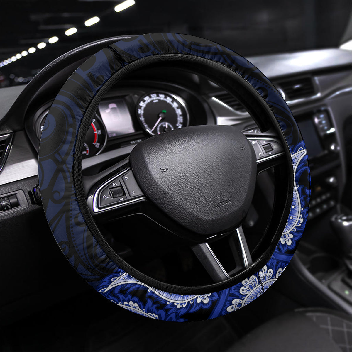 blue-new-zealand-paisley-silver-fern-steering-wheel-cover-aotearoa-maori