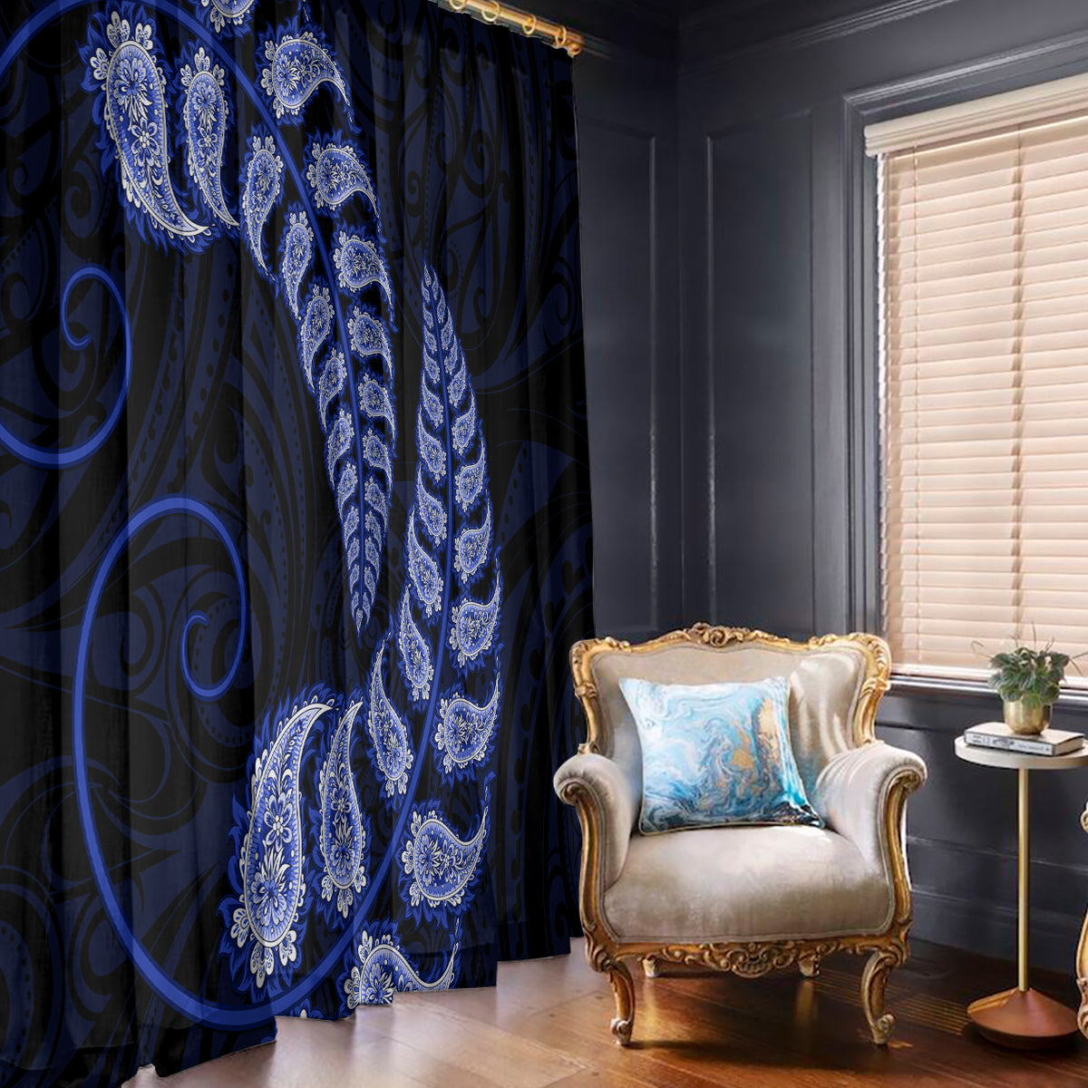 blue-new-zealand-paisley-silver-fern-window-curtain-aotearoa-maori