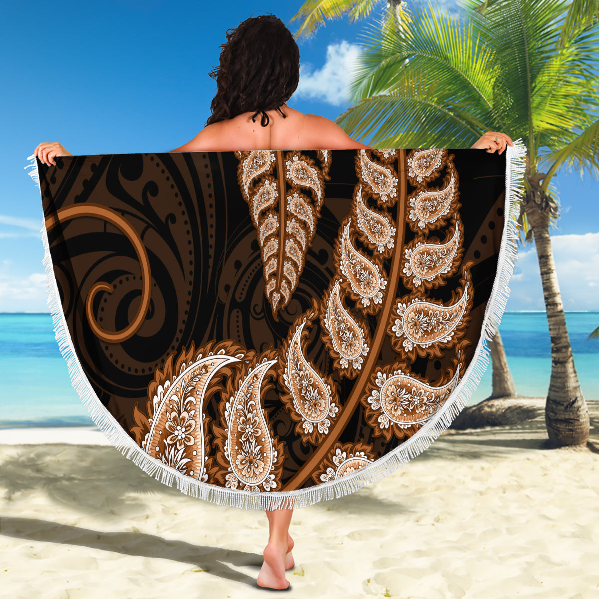 brown-new-zealand-paisley-silver-fern-beach-blanket-aotearoa-maori