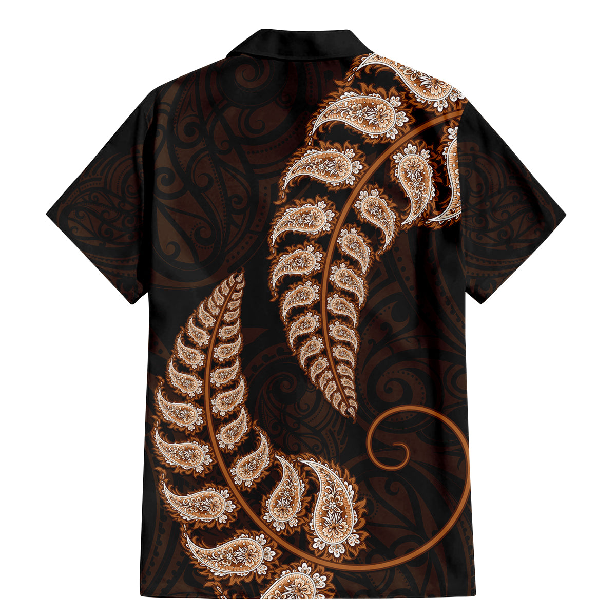 brown-new-zealand-paisley-silver-fern-family-matching-mermaid-dress-and-hawaiian-shirt-aotearoa-maori