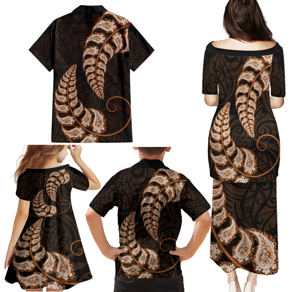 brown-new-zealand-paisley-silver-fern-family-matching-puletasi-dress-and-hawaiian-shirt-aotearoa-maori