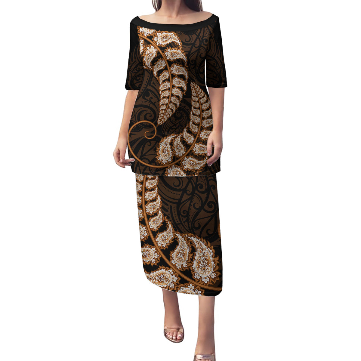 brown-new-zealand-paisley-silver-fern-family-matching-puletasi-dress-and-hawaiian-shirt-aotearoa-maori