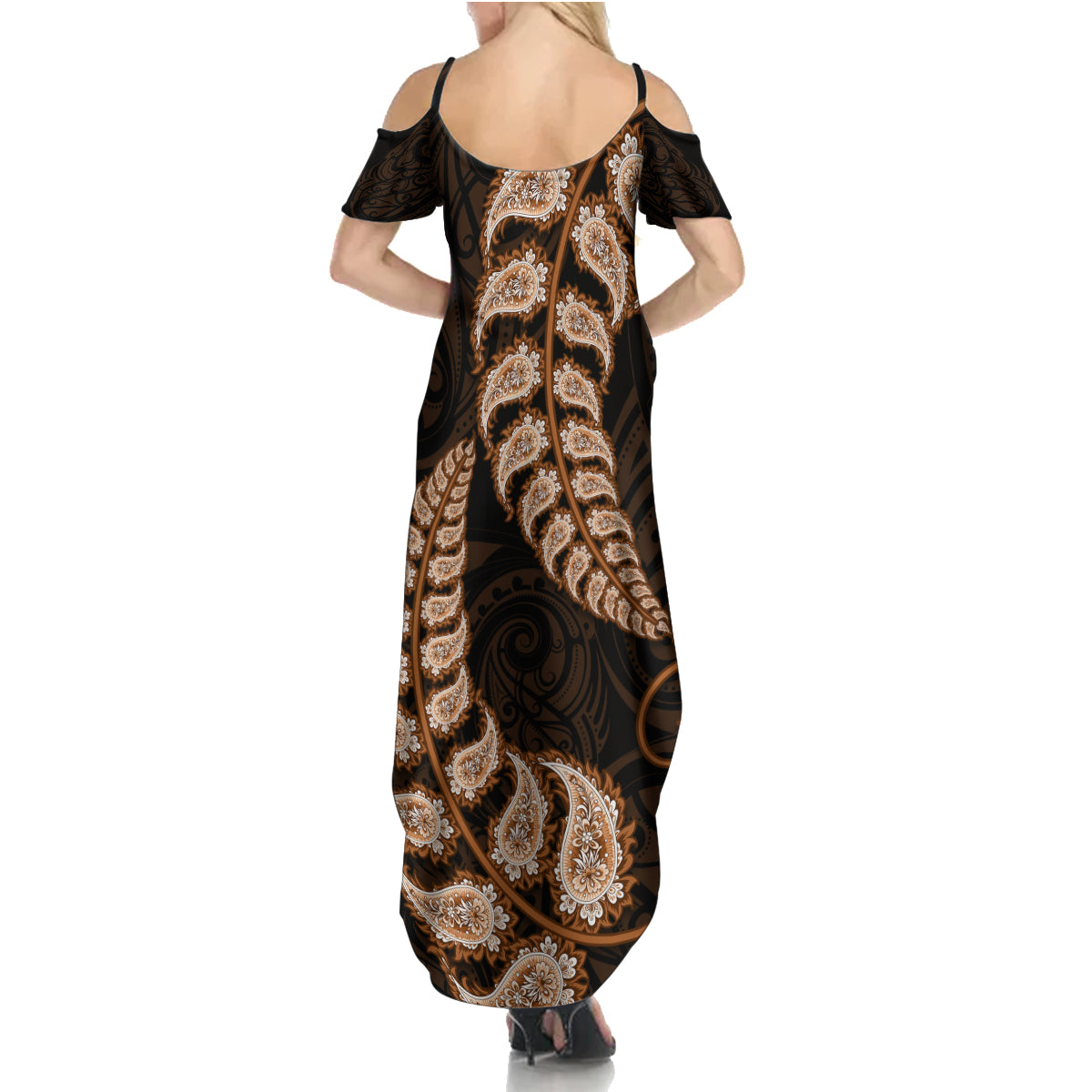 brown-new-zealand-paisley-silver-fern-family-matching-summer-maxi-dress-and-hawaiian-shirt-aotearoa-maori