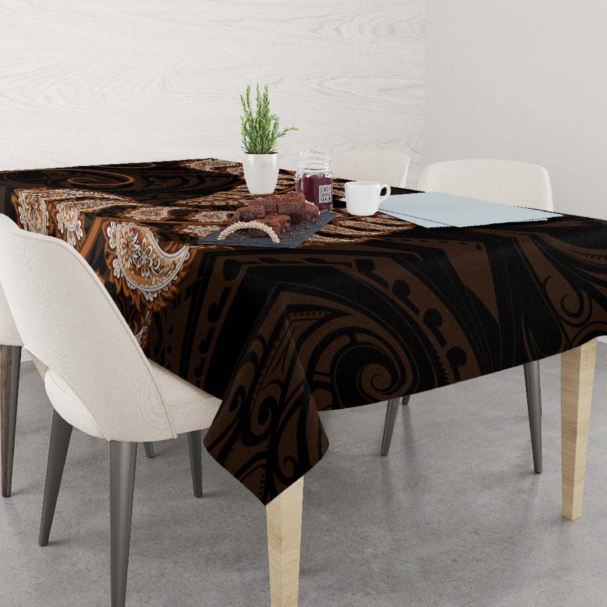 brown-new-zealand-paisley-silver-fern-tablecloth-aotearoa-maori