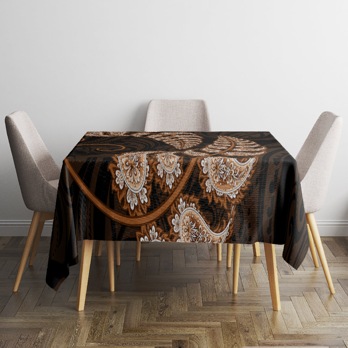 brown-new-zealand-paisley-silver-fern-tablecloth-aotearoa-maori