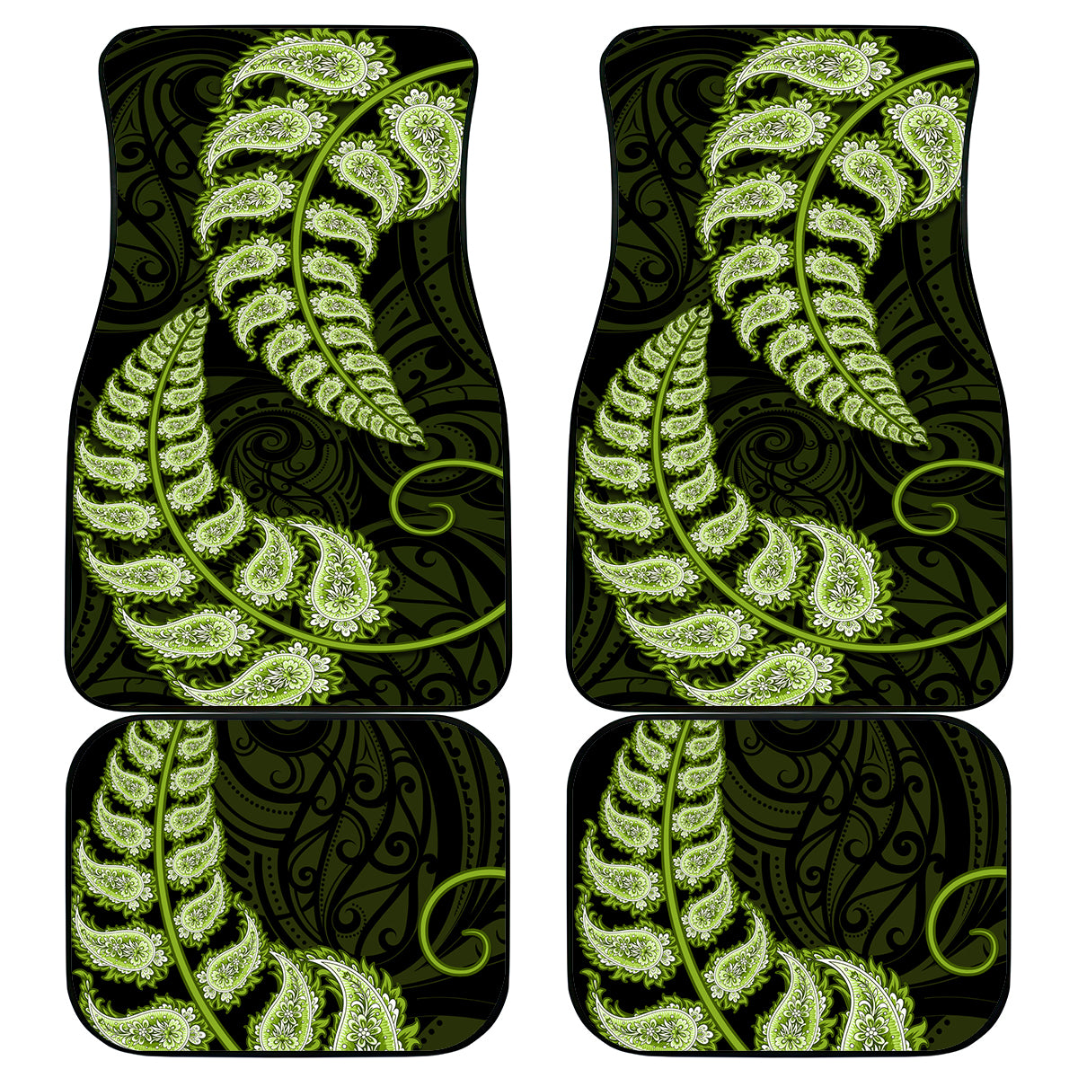 green-new-zealand-paisley-silver-fern-car-mats-aotearoa-maori