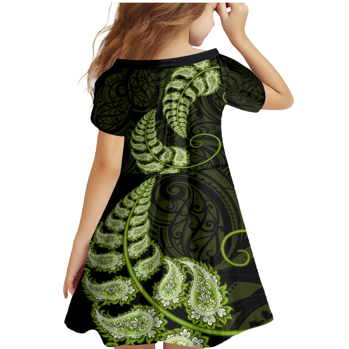 green-new-zealand-paisley-silver-fern-family-matching-mermaid-dress-and-hawaiian-shirt-aotearoa-maori