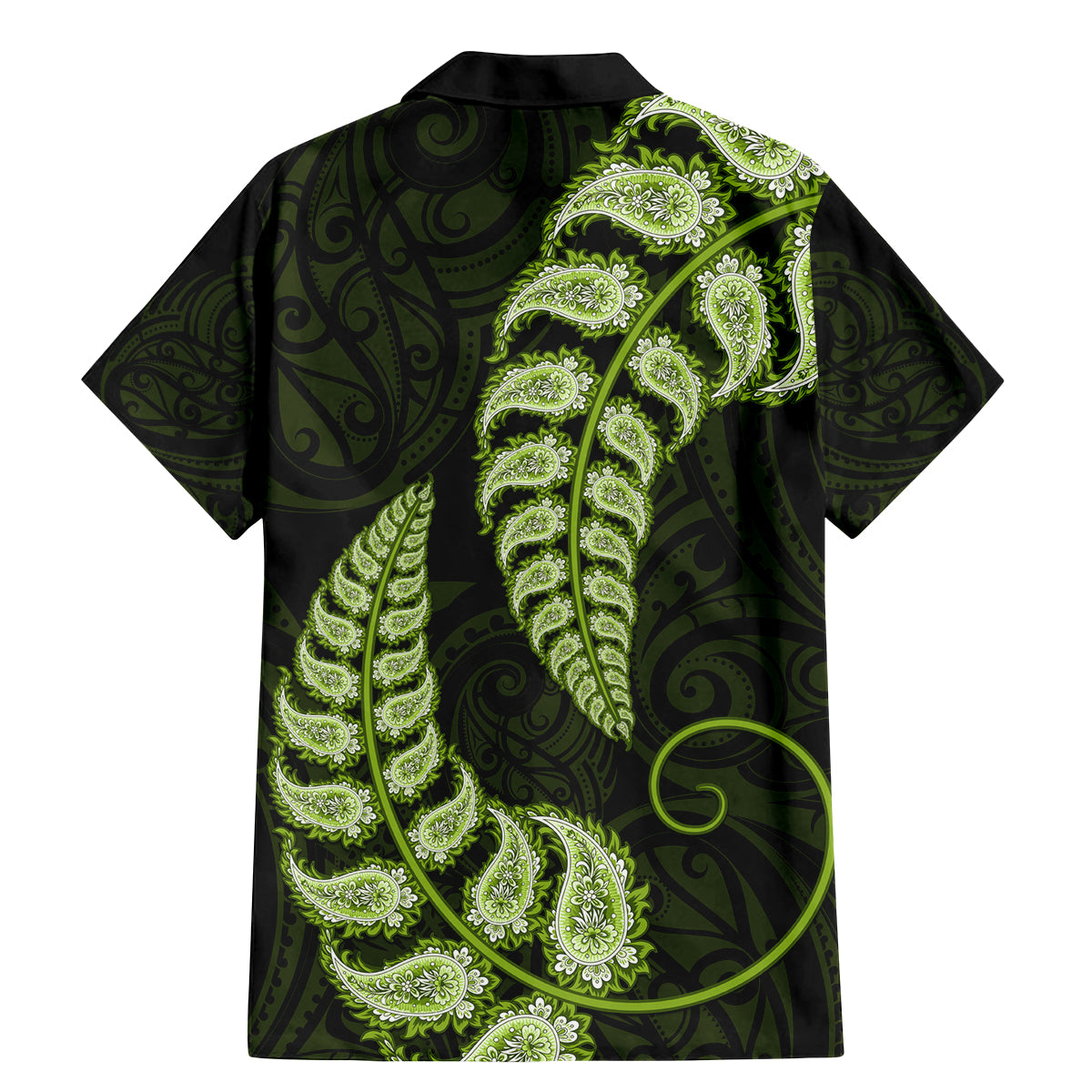 green-new-zealand-paisley-silver-fern-family-matching-mermaid-dress-and-hawaiian-shirt-aotearoa-maori