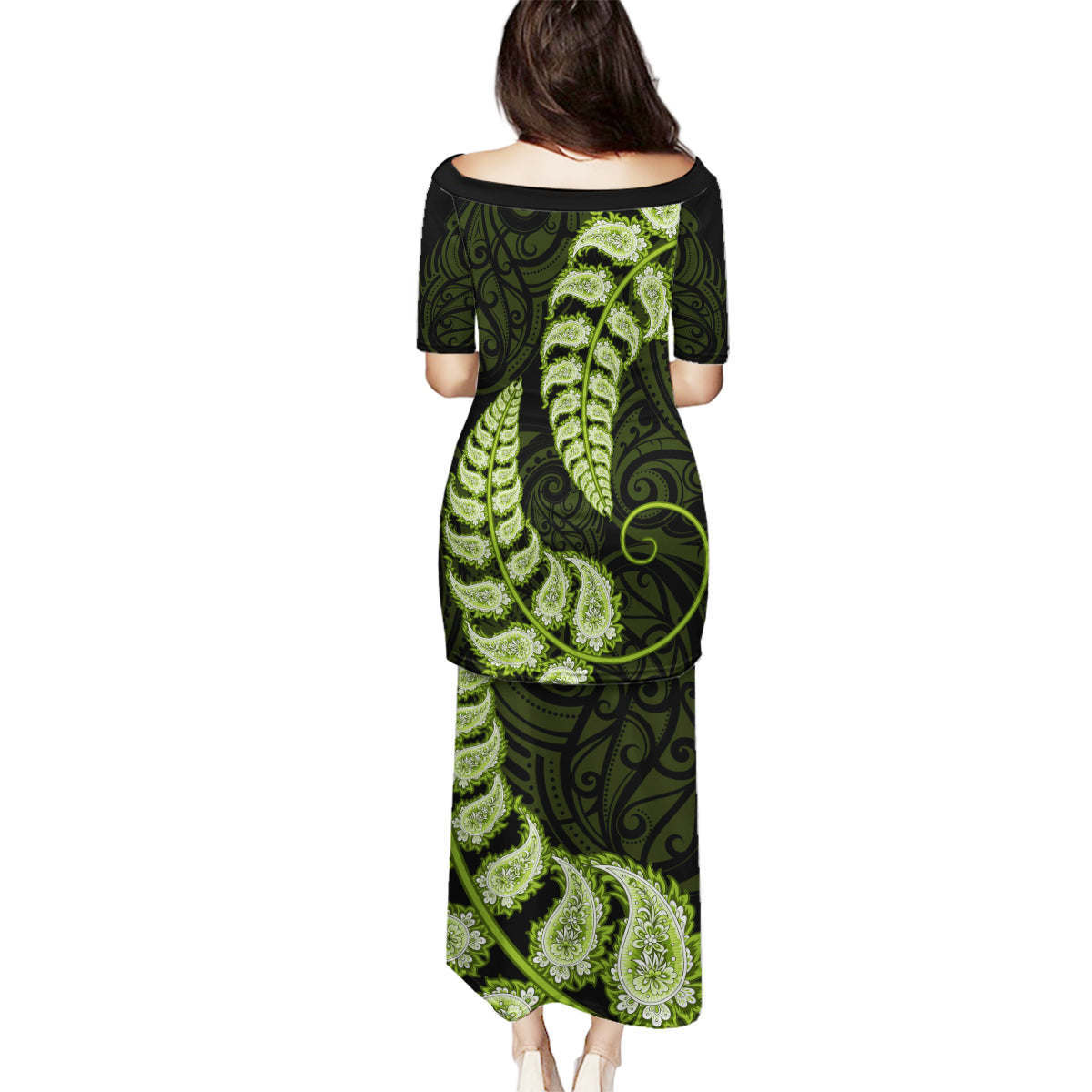 green-new-zealand-paisley-silver-fern-family-matching-puletasi-dress-and-hawaiian-shirt-aotearoa-maori