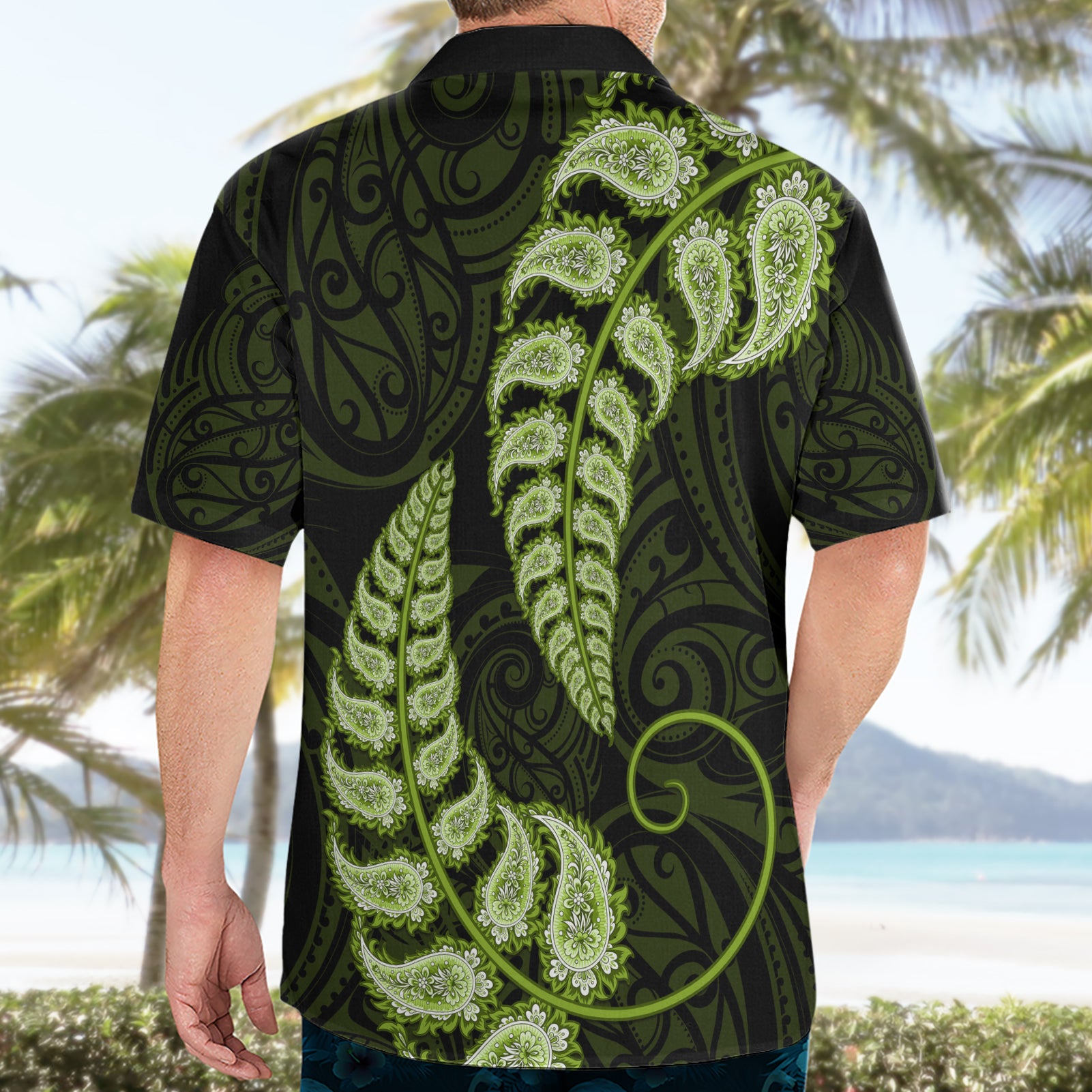 Green New Zealand Paisley Silver Fern Hawaiian Shirt Aotearoa Maori - Vibe Hoodie Shop