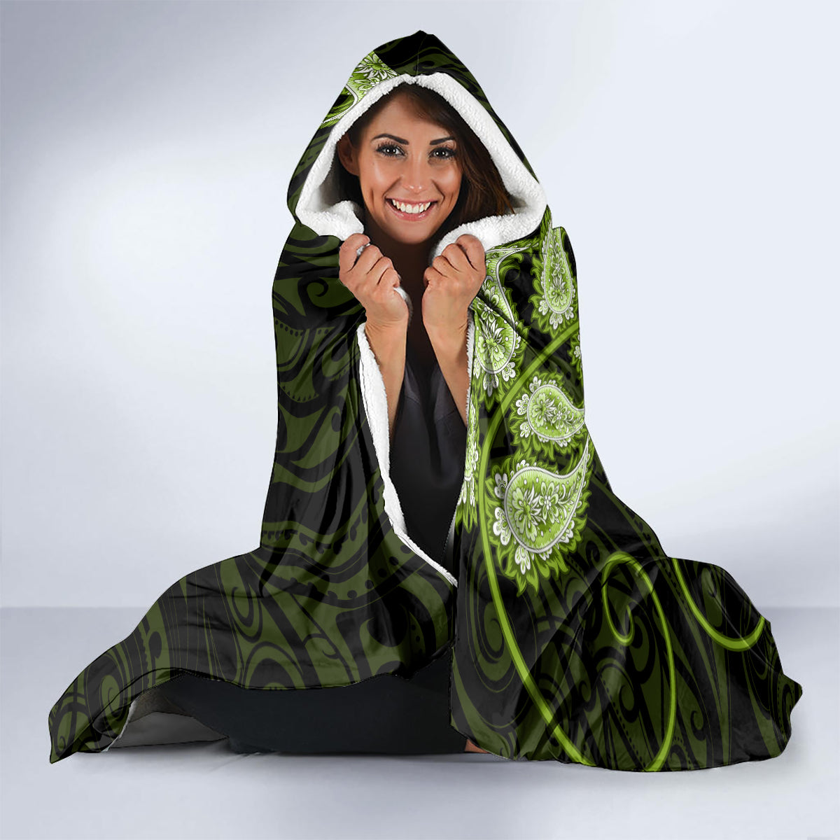 green-new-zealand-paisley-silver-fern-hooded-blanket-aotearoa-maori