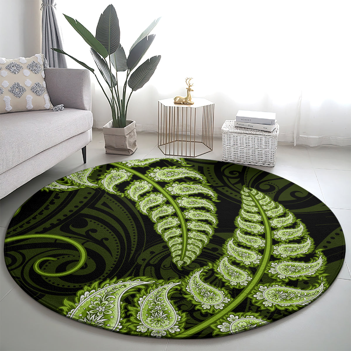 green-new-zealand-paisley-silver-fern-round-carpet-aotearoa-maori