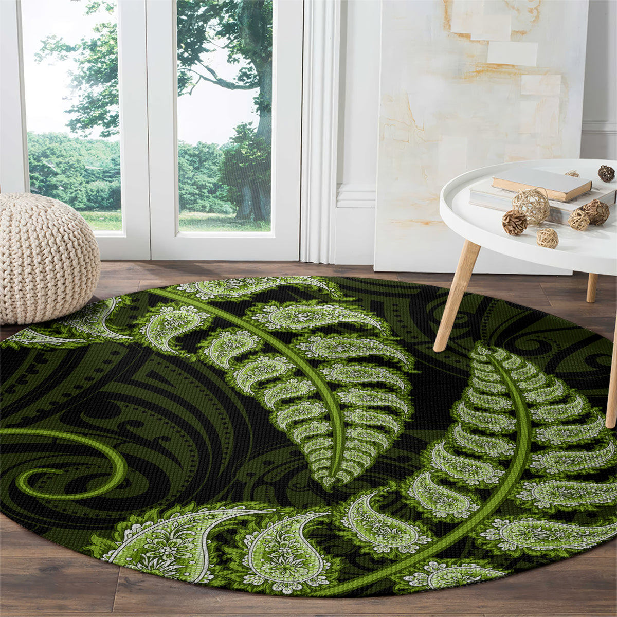 green-new-zealand-paisley-silver-fern-round-carpet-aotearoa-maori