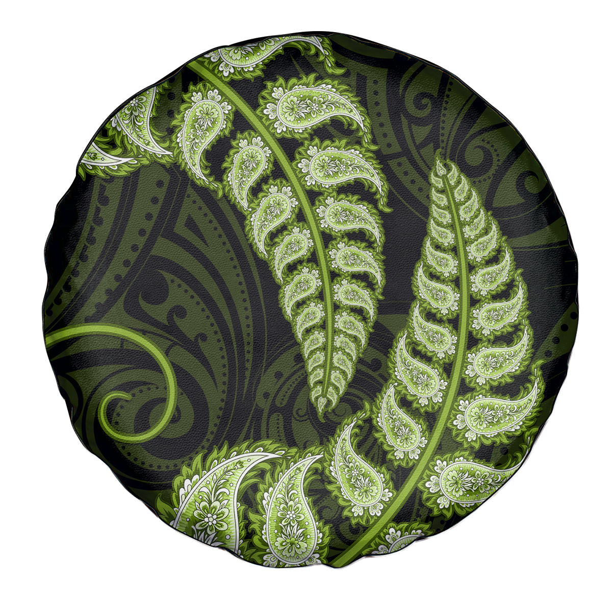 Green New Zealand Paisley Silver Fern Spare Tire Cover Aotearoa Maori - Vibe Hoodie Shop