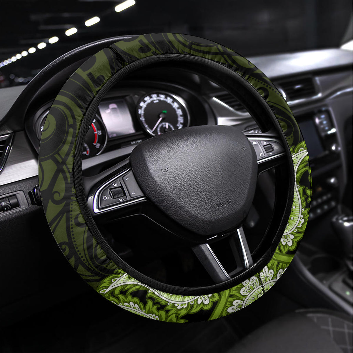 green-new-zealand-paisley-silver-fern-steering-wheel-cover-aotearoa-maori