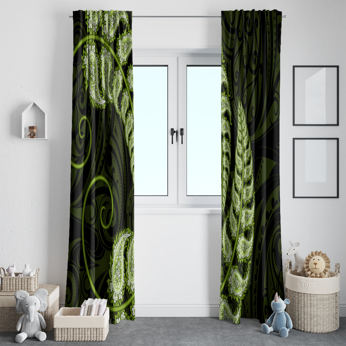 green-new-zealand-paisley-silver-fern-window-curtain-aotearoa-maori