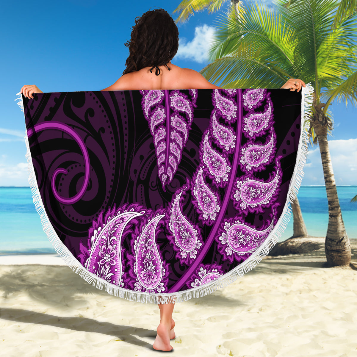 purple-new-zealand-paisley-silver-fern-beach-blanket-aotearoa-maori