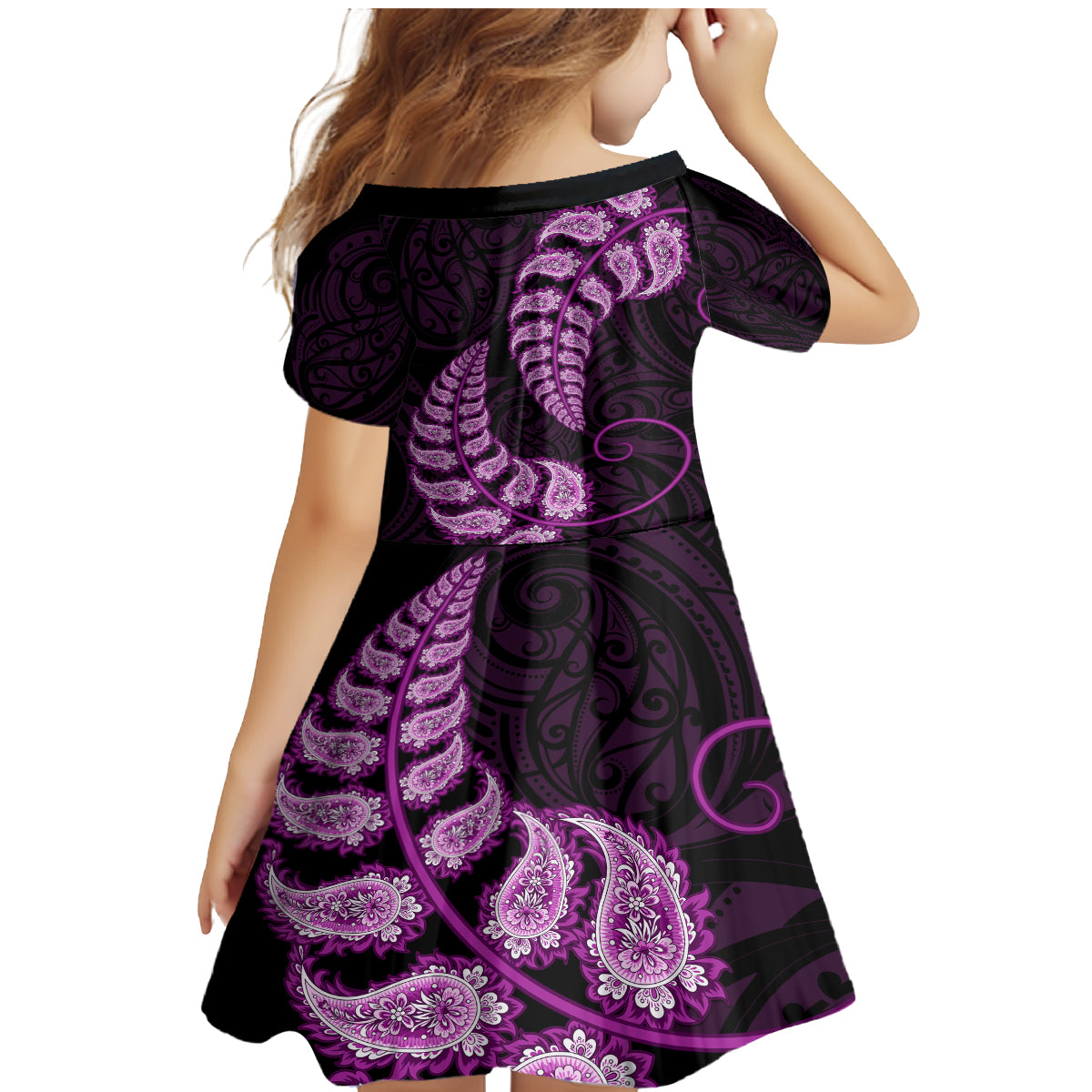 purple-new-zealand-paisley-silver-fern-family-matching-mermaid-dress-and-hawaiian-shirt-aotearoa-maori