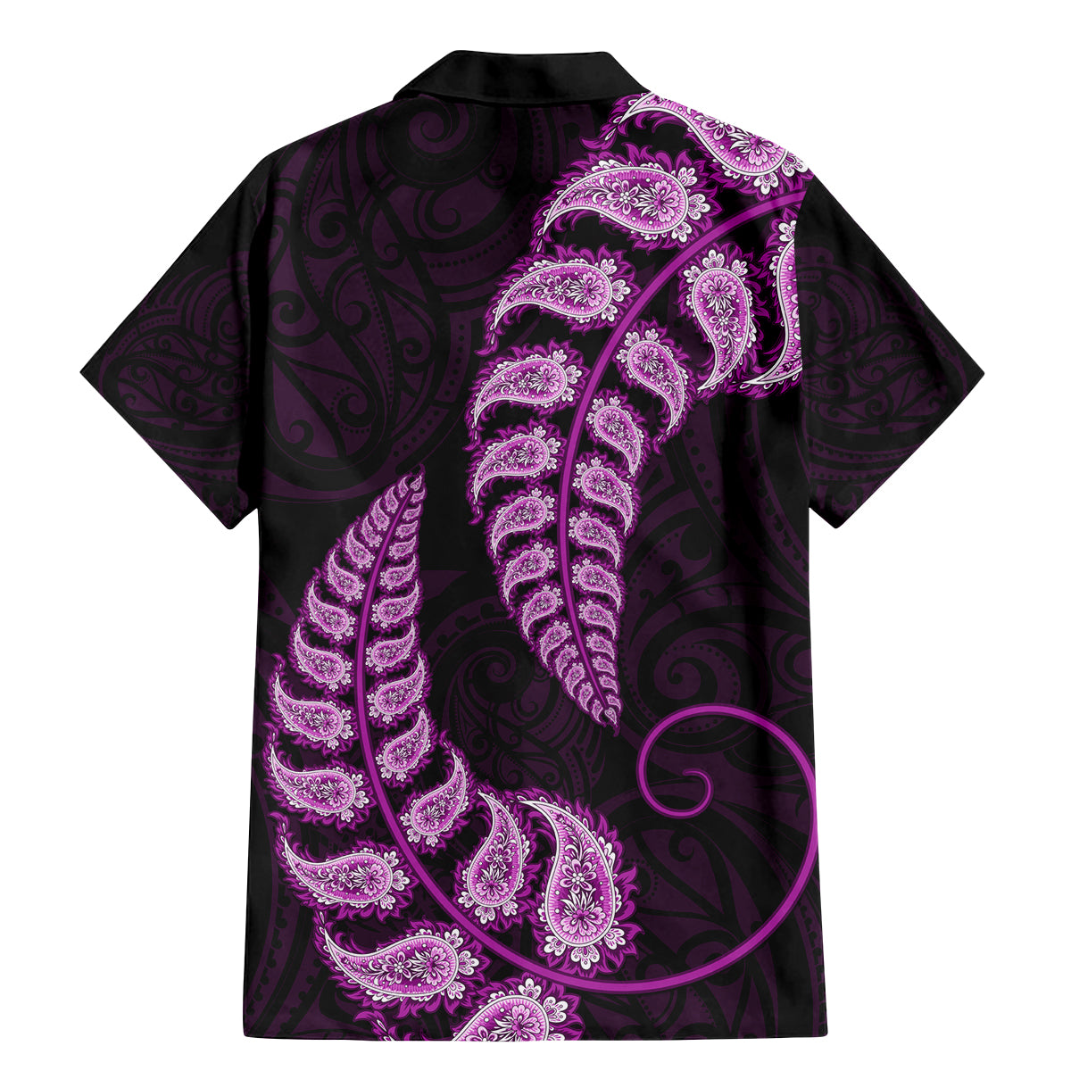 purple-new-zealand-paisley-silver-fern-family-matching-mermaid-dress-and-hawaiian-shirt-aotearoa-maori