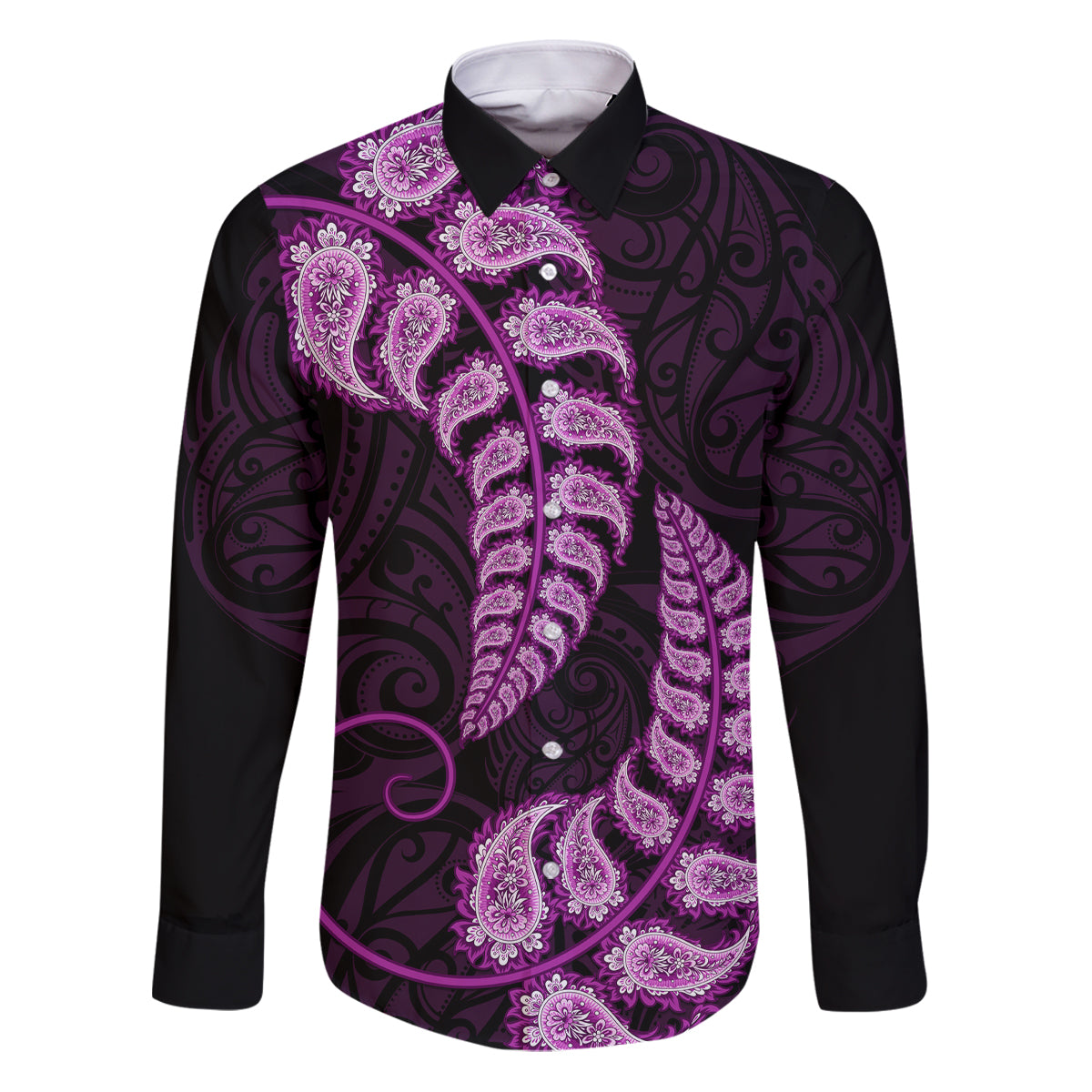 purple-new-zealand-paisley-silver-fern-family-matching-puletasi-dress-and-hawaiian-shirt-aotearoa-maori