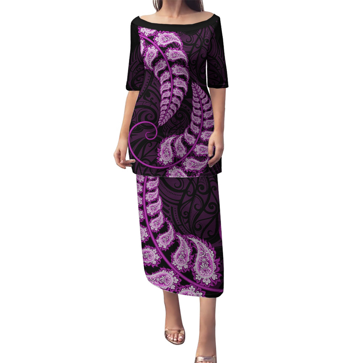 purple-new-zealand-paisley-silver-fern-family-matching-puletasi-dress-and-hawaiian-shirt-aotearoa-maori